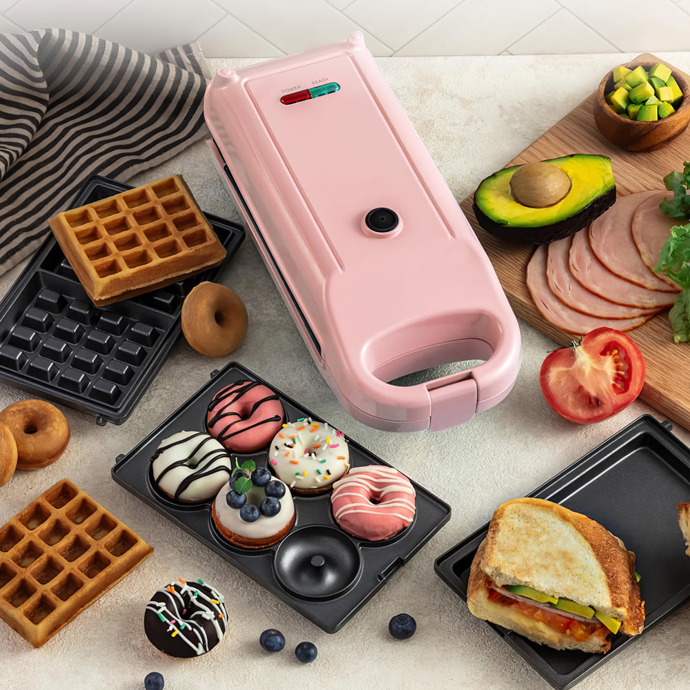 Swap & Flip 3-in-1 Waffle Maker with Removable Plates for Waffles, Paninis & Donuts