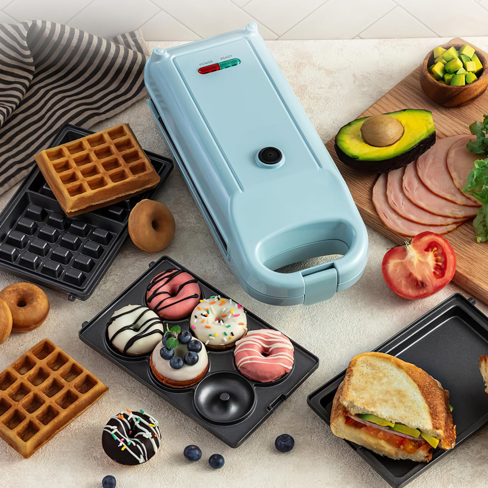 Swap & Flip 3-in-1 Waffle Maker with Removable Plates for Waffles, Paninis & Donuts
