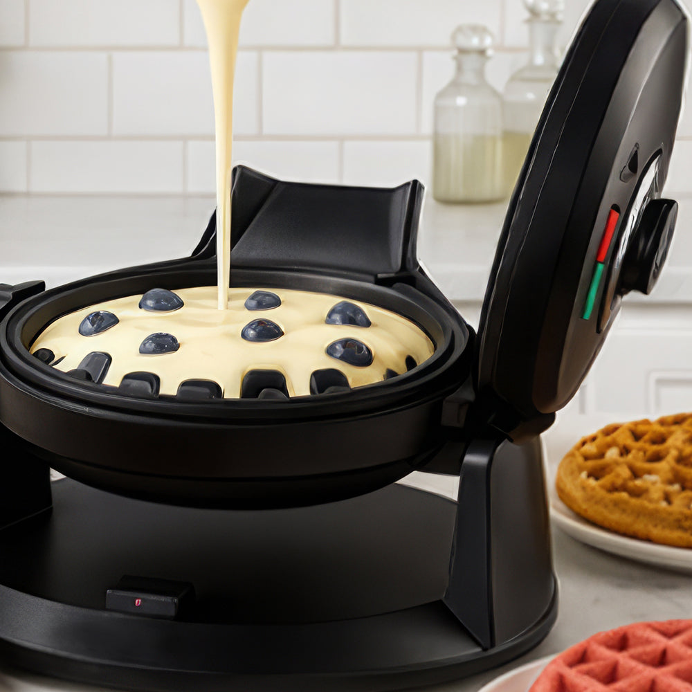 Dual Pour Belgian Waffle Maker with Nonstick Plates & Pour Spout, 800W